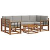 vidaXL Outdoor-Sofagarnitur mit Kissen 7 pcs Nat&uuml;rlich und Hellgrau