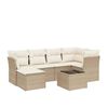 vidaXL 7-tlg. Garten-Sofagarnitur mit Kissen Beige Poly Rattan