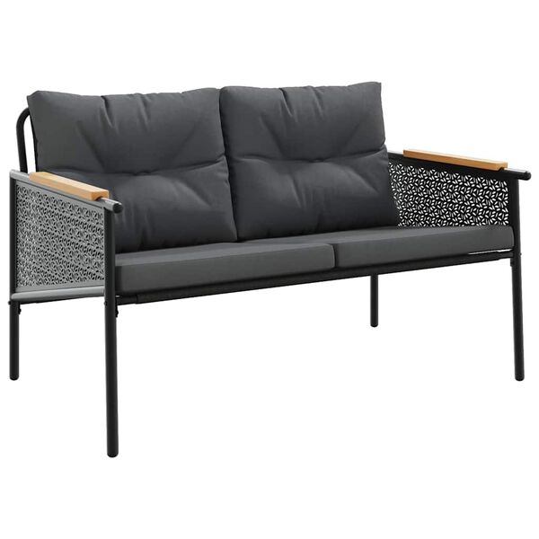 vidaXL 5-tlg. Balkonmöbel-Set mit Kissen Schwarz Stahl