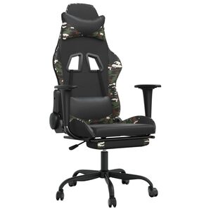 vidaXL Gaming-Stuhl mit Fu&szlig;st&uuml;tze Schwarz und Tarnfarben Kunstleder