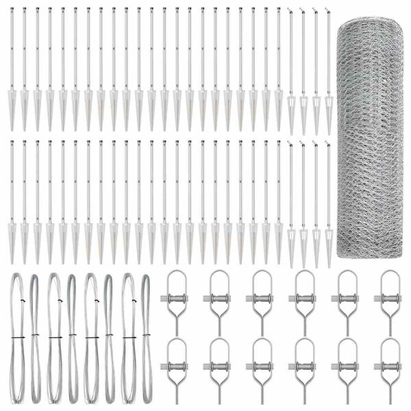 vidaXL Zaunpfosten Silber 100 x 0,8 m (13 mm Maschenweite) Stahl