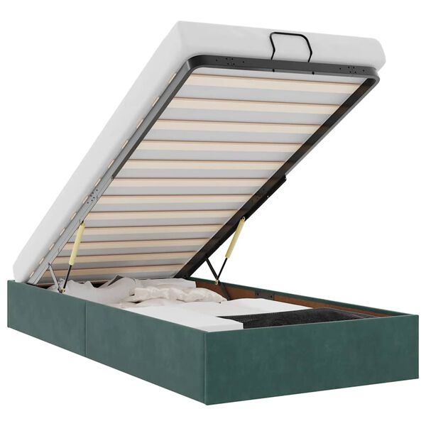 vidaXL Ottoman-Bett ohne Matratze Dunkelgr&uuml;n 100x200 cm Samt