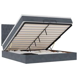 vidaXL Ottoman-Bett mit Matratzen & LEDs Dunkelgrau 200x200 cm Samt