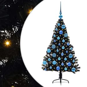 vidaXL K&uuml;nstlicher vorbeleuchteter Weihnachtsbaum Schwarz 120 cm PVC