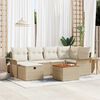 vidaXL Garten-Sofa-Set mit Kissen mit Speicher 7 pcs Beige Poly Rattan