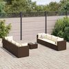 vidaXL 9-tlg. Garten-Lounge-Set mit Kissen Braun Poly Rattan