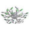 Deckenlampe g&uuml;ne und wei&szlig;e Bl&auml;tterranken mit Acryl-Bl&auml;ttern 5x E14