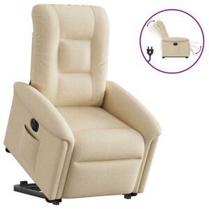 vidaXL Relaxsessel mit Aufstehhilfe Elektrisch Creme Stoff
