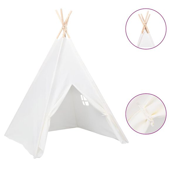vidaXL Kinder Tipi-Zelt mit Tasche Pfirsichhaut Wei&szlig; 120x120x150 cm