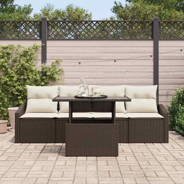 vidaXL Garten-Sofa-Set mit Speicher 5 pcs Braun Poly Rattan