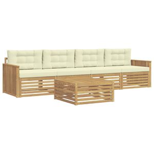 vidaXL Outdoor-Sofagarnitur 5 Stk. Wei&szlig; und Creme Massivholz Akazie