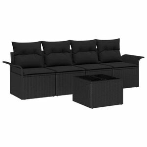 vidaXL Gartensofa-set mit Kissen 5 pcs Schwarz Poly-Rattan