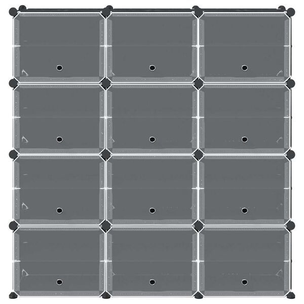 vidaXL Regalsystem mit 12 W&uuml;rfeln und T&uuml;ren Schwarz PP