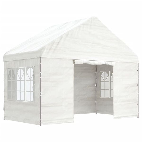 vidaXL Pavillon mit Dach Weiß 4,08x2,23x3,22 m Polyethylen