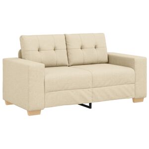 vidaXL | Zweisitzer-Sofa | mit Kissen Creme Stoff