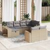 vidaXL 10-tlg. Garten-Sofagarnitur mit Kissen Beige Poly Rattan