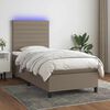 vidaXL Boxspringbett mit Matratze & LED Taupe 90x190 cm Stoff
