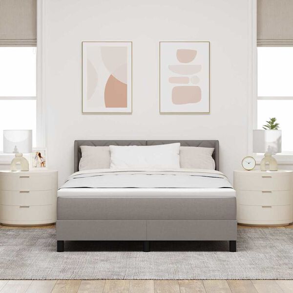 vidaXL Boxspringbett mit Matratze Taupe 200 x 160 cm Polyester