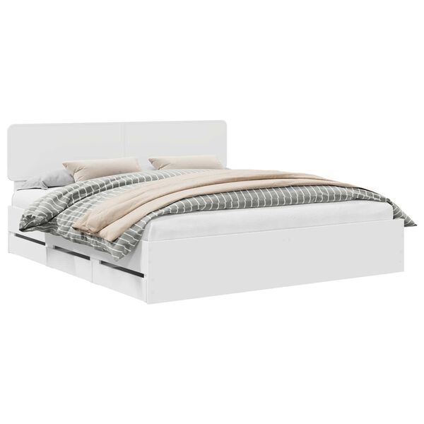 vidaXL Bettrahmen mit Kopfteil Wei&szlig; 200 x 200 cm Holzwerkstoff