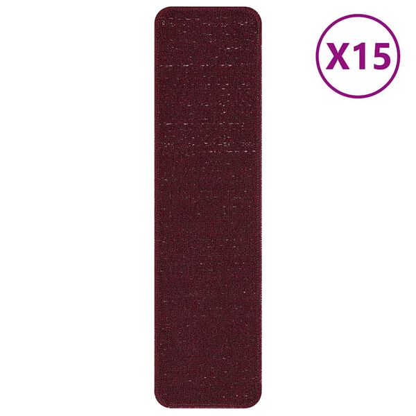 vidaXL Rutschfeste Treppenmatten 15 pcs Bordeaux 75 x 20 cm PP