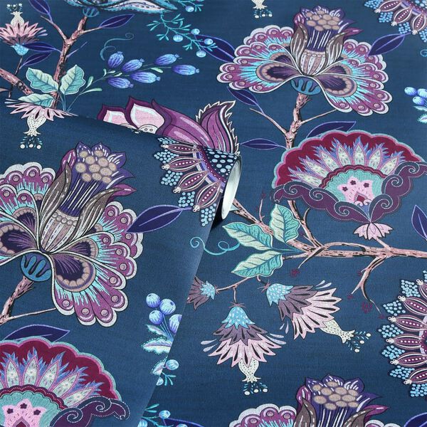 DUTCH WALLCOVERINGS Tapete Krisha Marineblau und Rosa