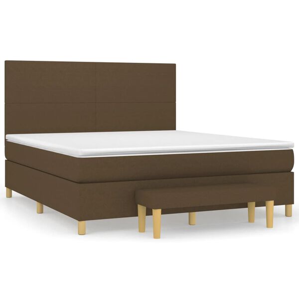 vidaXL Boxspringbett mit Matratze Dunkelbraun 180x200 cm Stoff