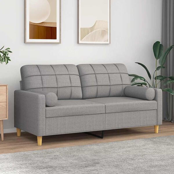 vidaXL 2-Sitzer-Sofa mit Kissen Hellgrau 140 cm Stoff