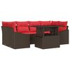vidaXL Gartensofa-set 7 stk. Braun und Rot Poly Rattan