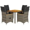 vidaXL 5-tlg. Garten-Essgruppe mit Kissen Grau Poly Rattan