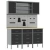 vidaXL Werkbank mit Schubladen 7 pcs Schwarz Ingenieure Holz und Stahl