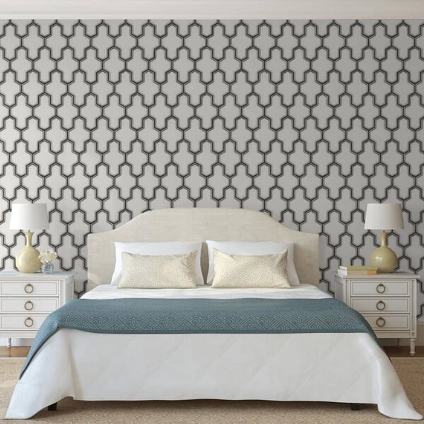 DUTCH WALLCOVERINGS Tapete Geometric Wei&szlig; und Schwarz