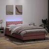 vidaXL Boxspringbett mit Matratze & LED Rosa 120x210 cm Samt