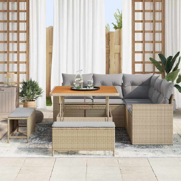 vidaXL Gartensofa-set 8 pcs Beige Poly-Rattan