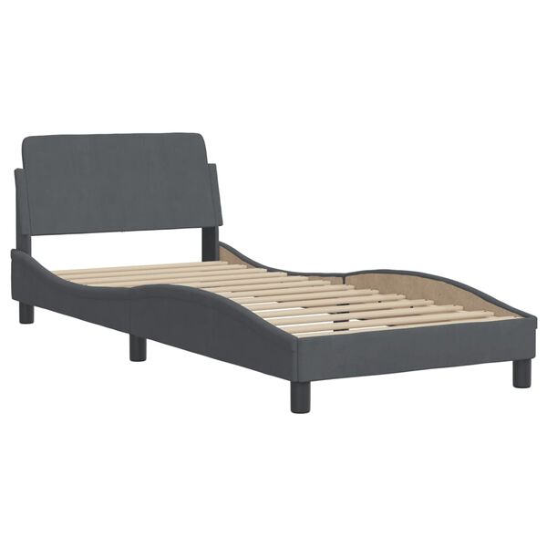 vidaXL Bett mit Matratze Dunkelgrau 90x190 cm Samt