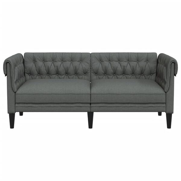 vidaXL Chesterfield-Sofa 2-Sitzer Dunkelgrau Stoff