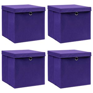 vidaXL Aufbewahrungsboxen mit Deckeln 4 Stk. Lila 32x32x32 cm Stoff