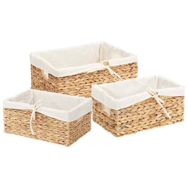 vidaXL Aufbewahrungsk&ouml;rbe 3 pcs Natur 40 x 30 x 18 cm Wasserhyazinthe