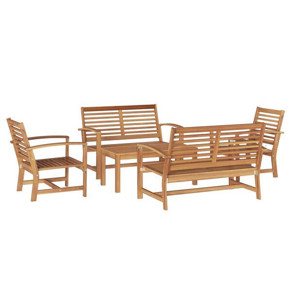 vidaXL Gartensofa-set 5 pcs Natur Massivholz Teak
