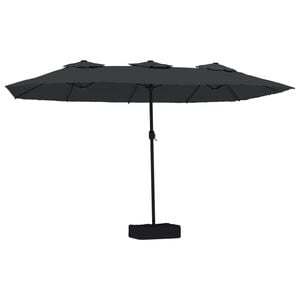 vidaXL Doppel-Sonnenschirm mit LED-Leuchten Schwarz 449x265 cm