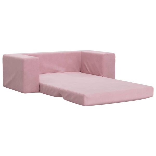 vidaXL Kinder-Schlafsofa 2-Sitzer Rosa Weicher Pl&uuml;sch