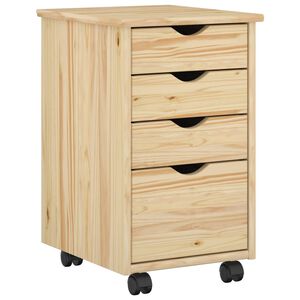 vidaXL Rollschrank Mit Rad Braun 34 x 39 x 56 cm Massives Kiefernholz
