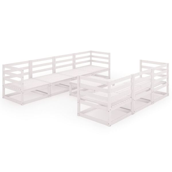 vidaXL 8-tlg. Garten-Lounge-Set Wei&szlig; Massivholz Kiefer