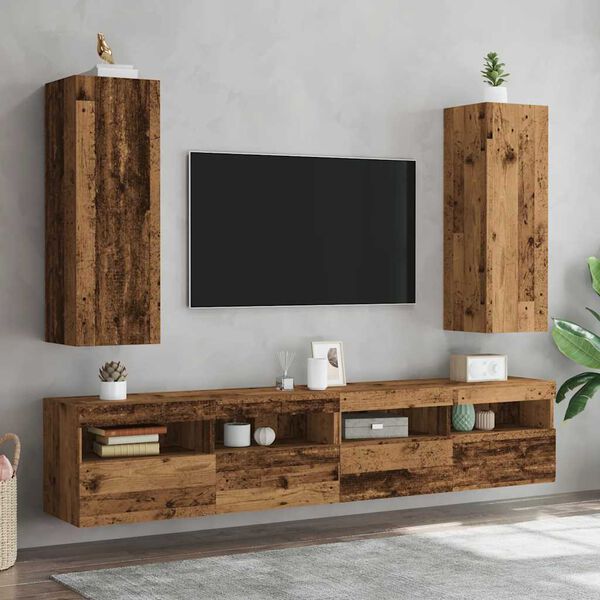 vidaXL TV-Schr&auml;nke 2 Stk. Altholz-Optik 30,5x30x90 cm Holzwerkstoff