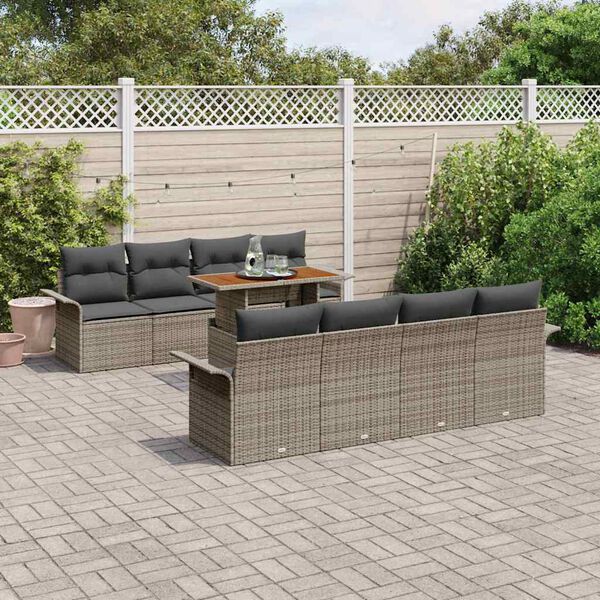 vidaXL Gartensofa-set mit Kissen 7 pcs Grau Poly-Rattan