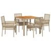 vidaXL Garten Essgruppe 5 pcs Beige Poly-Rattan