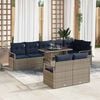 vidaXL Garten-Sofa-Set 9 pcs Grau und Marineblau Poly-Rattan
