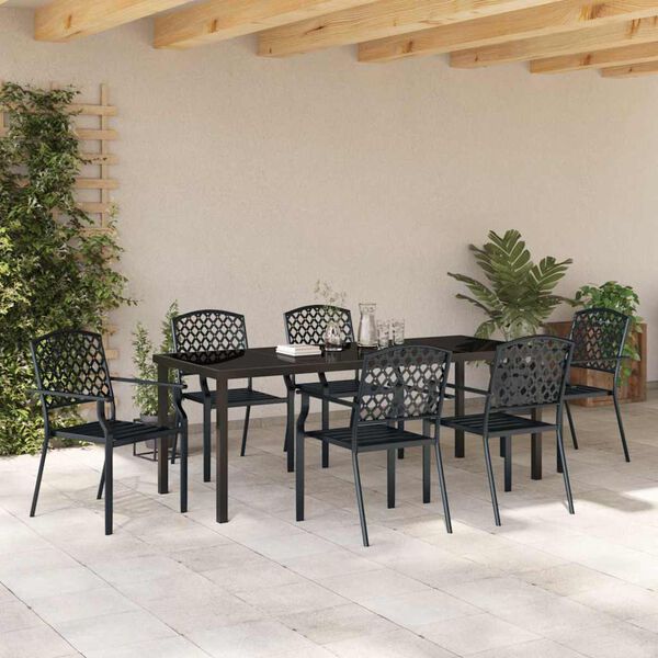 vidaXL Garten Essgruppe 7 pcs Anthrazit Pulverbeschichteter Stahl