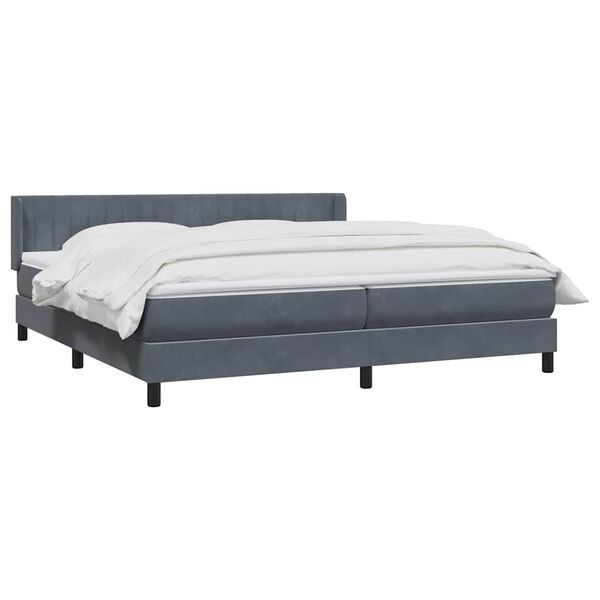 vidaXL Boxspringbett mit Matratze Dunkelgrau 180x220 cm Samt