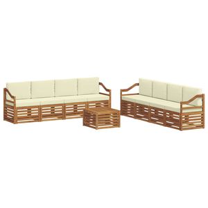 vidaXL Sofagarnituren 9 pcs Natur und Creme Massivholz Akazie