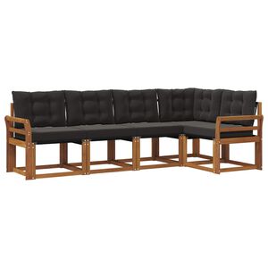 vidaXL Outdoor-Sofagarnitur mit Kissen 5 pcs Nat&uuml;rlich und Schwarz